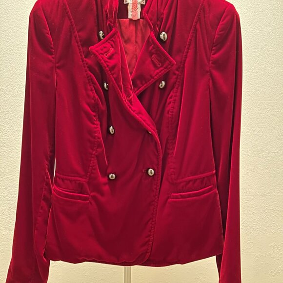 Cache Soft Velvet Red Blazer - Size 2 - Picture 2 of 5